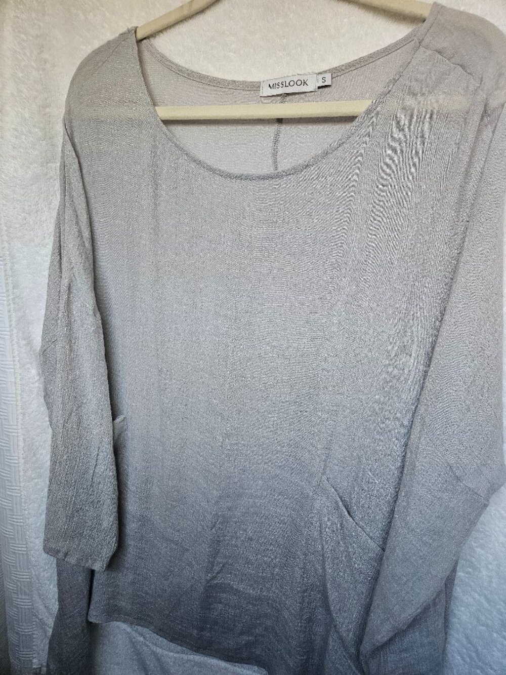 Light Blue/Grey handkerchief hemline top lightweight
